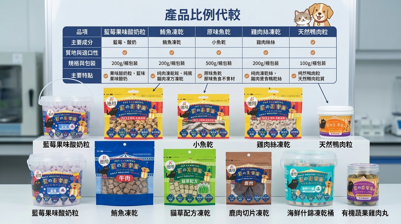 寵之遊樂園 PET CARNIVAL 寵物用品選購攻略：多款產品功能對照與規格比較。