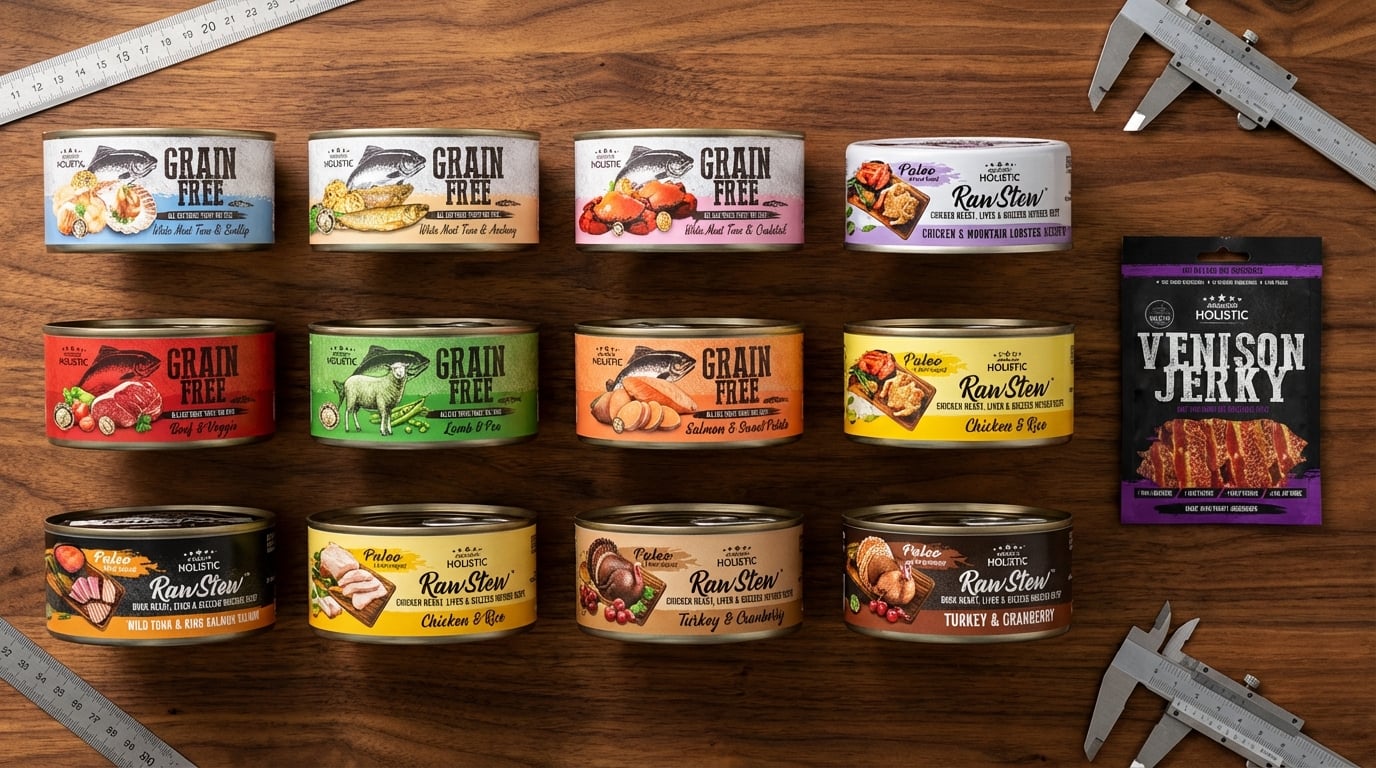 Absolute Holistic 寵物食品選購攻略對比圖，提供清晰產品對比協助明智消費。