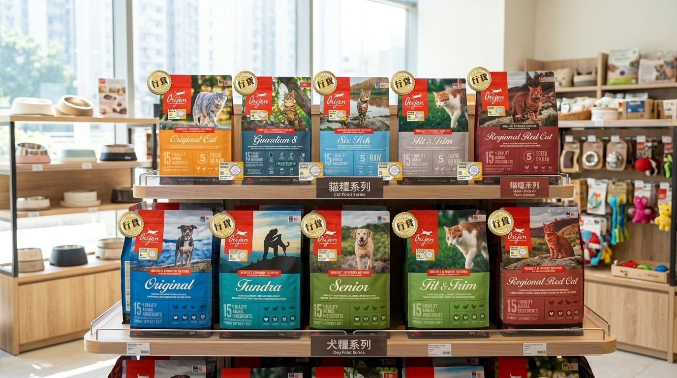 Orijen 渴望全系列寵物食品分類導覽，清晰展示多元產品線，提供專業選購攻略。