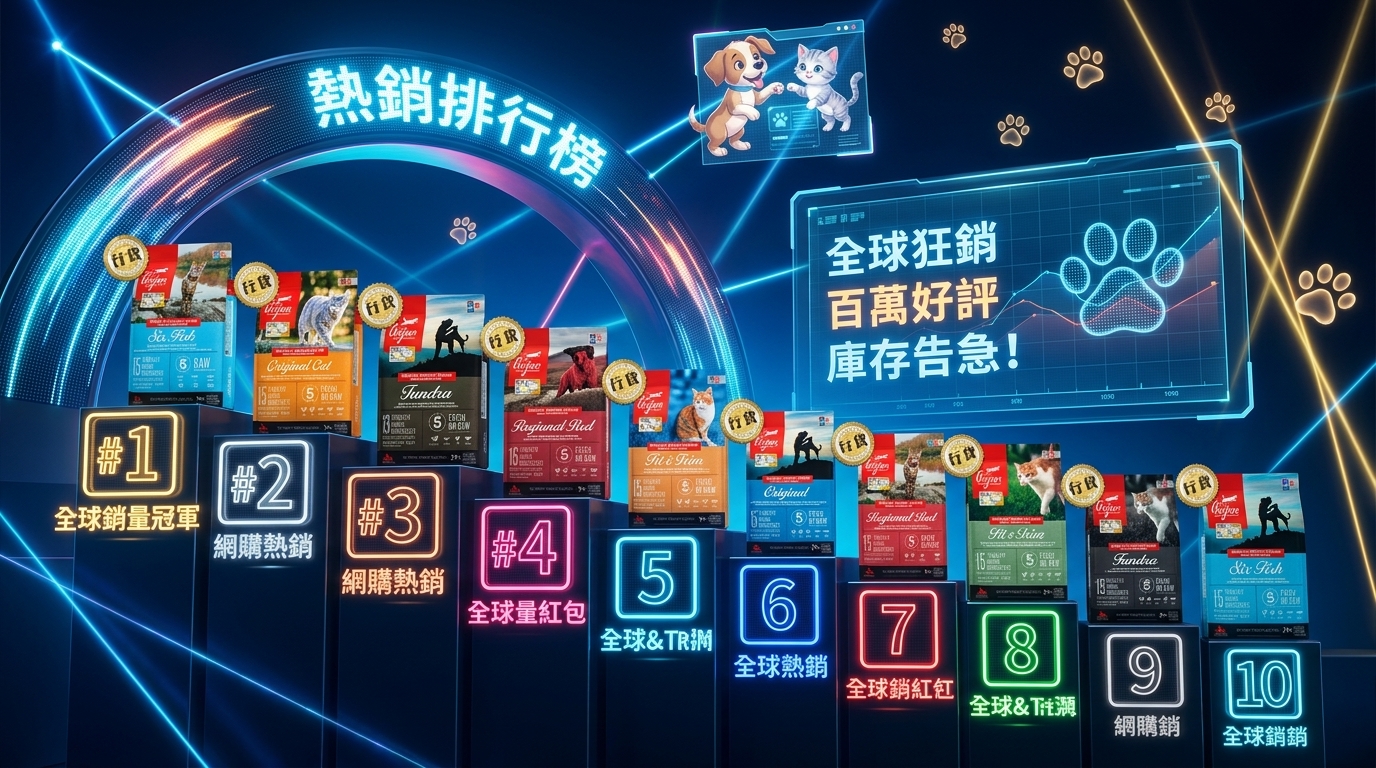Orijen 渴望熱銷排行榜，精選人氣寵物食品，即時掌握銷量冠軍推薦。
