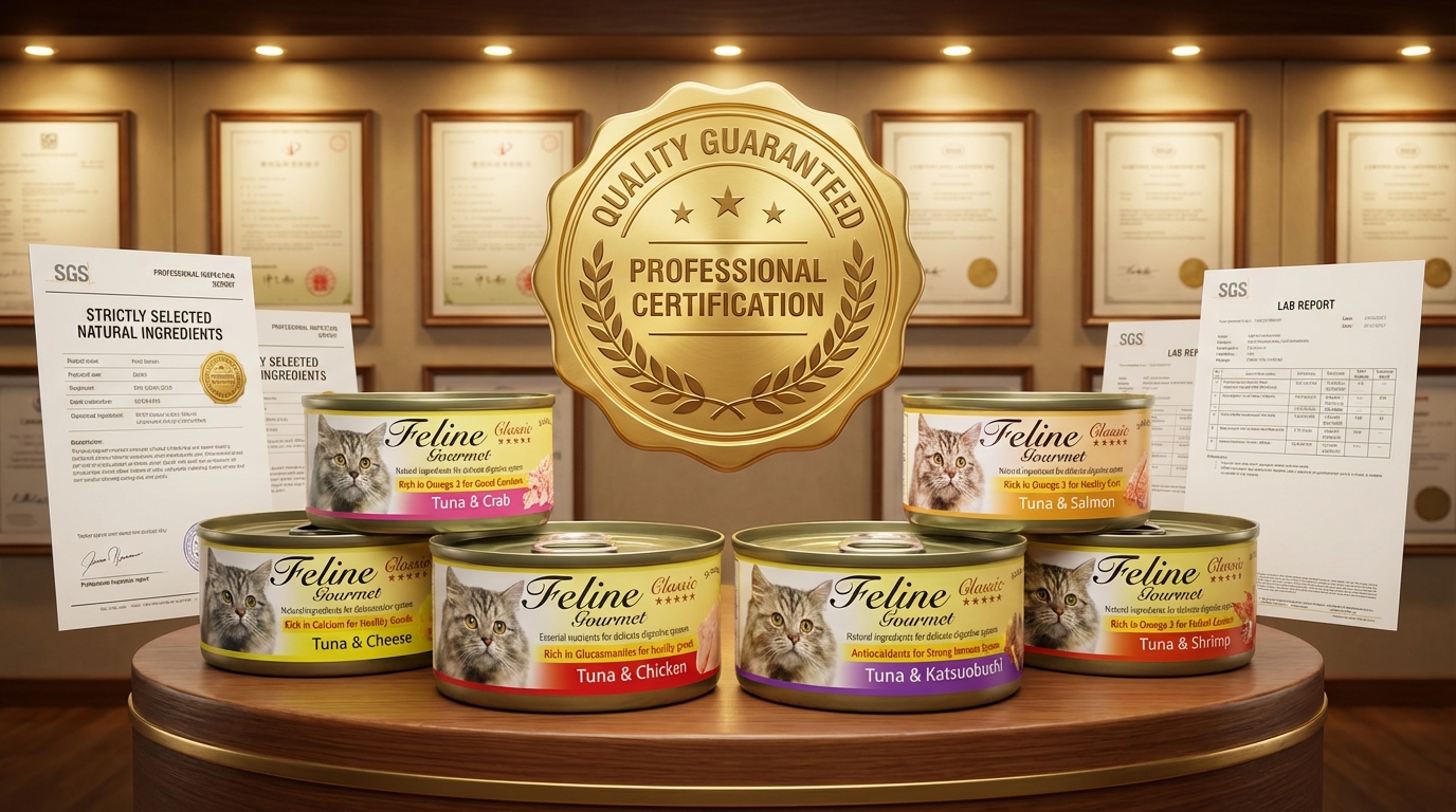 Feline Gourmet 寵物食品品質保證，多項國際專業認證值得信賴。