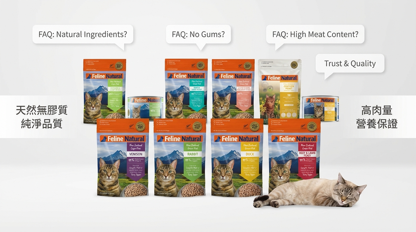 Feline Natural 貓糧選購常見問題解答，專業品質保證與安心餵食指南。