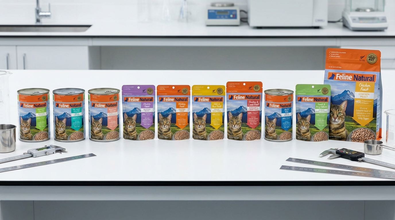 Feline Natural 貓糧選購攻略：產品對比圖協助消費者挑選合適產品。