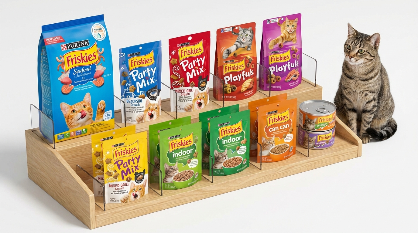 Friskies 喜躍全系列貓糧產品分類導覽，輕鬆選購乾糧、濕糧與零食。