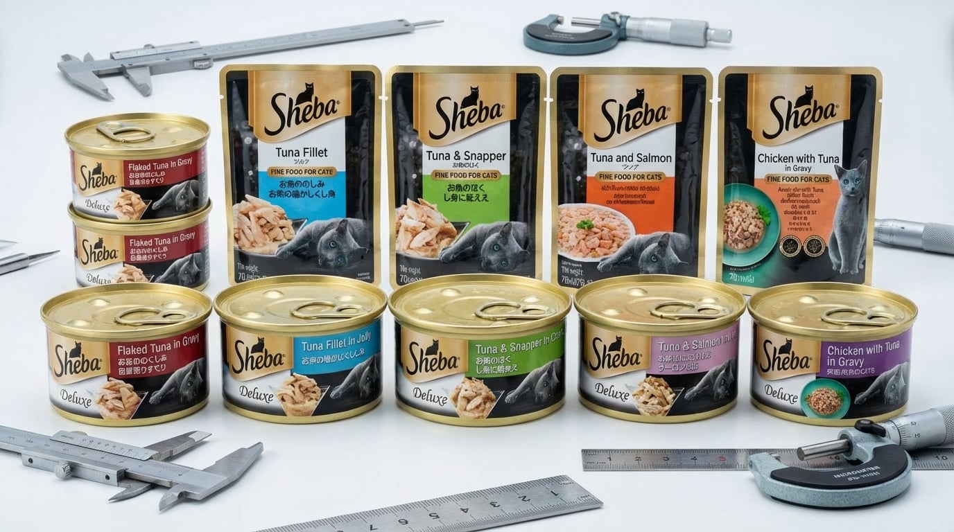 Sheba 貓糧選購攻略對比圖，幫助消費者快速對比產品並做出明智選擇。