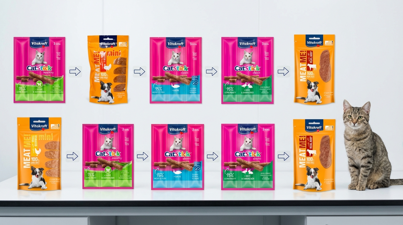 Vitakraft 寵物食品選購攻略對比圖，幫助消費者快速挑選適合產品。