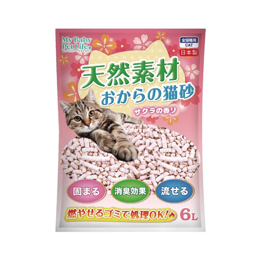 My Baby Pet Life 天然 豆腐貓砂 櫻花香味 6L (新包裝) (90701714)