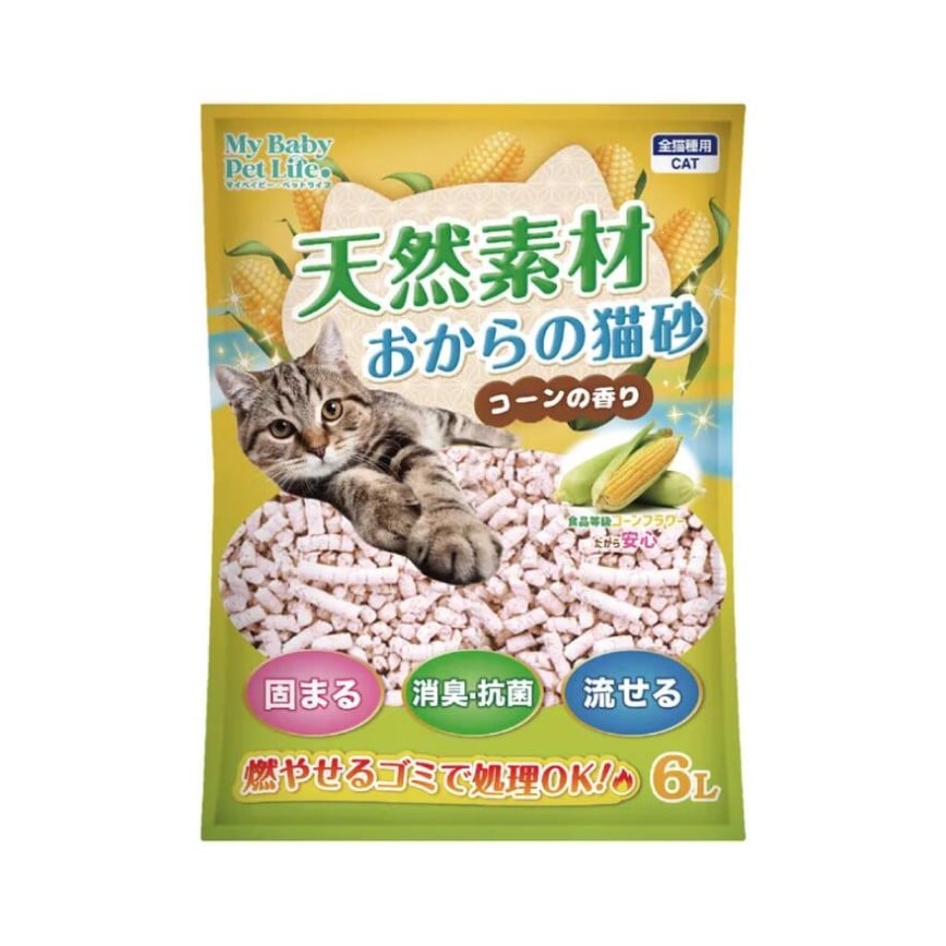 My Baby Pet Life 天然 豆腐貓砂 玉米香味 6L (新包裝) (90702007)