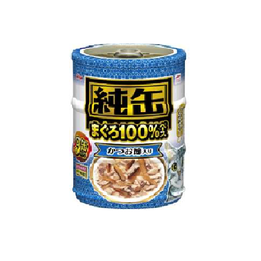 日本AIXIA 愛喜雅 貓罐頭 純缶系列 吞拿魚+鰹魚 65g 3缶入 (深藍) (JMY3-25) (TBS)