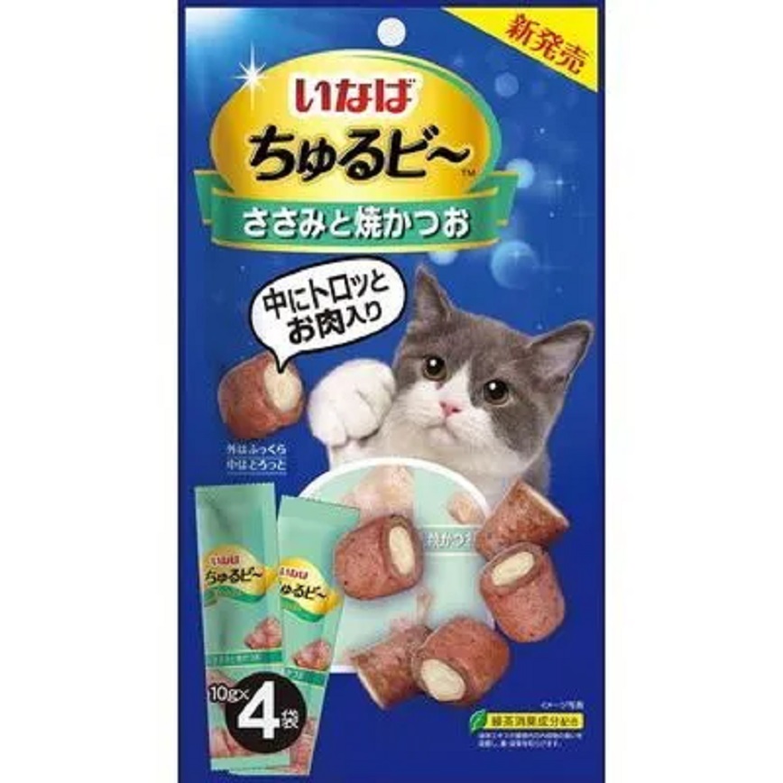 INABA - 鲣鱼&烤雞胸肉軟心粒粒小食(10g×4袋)