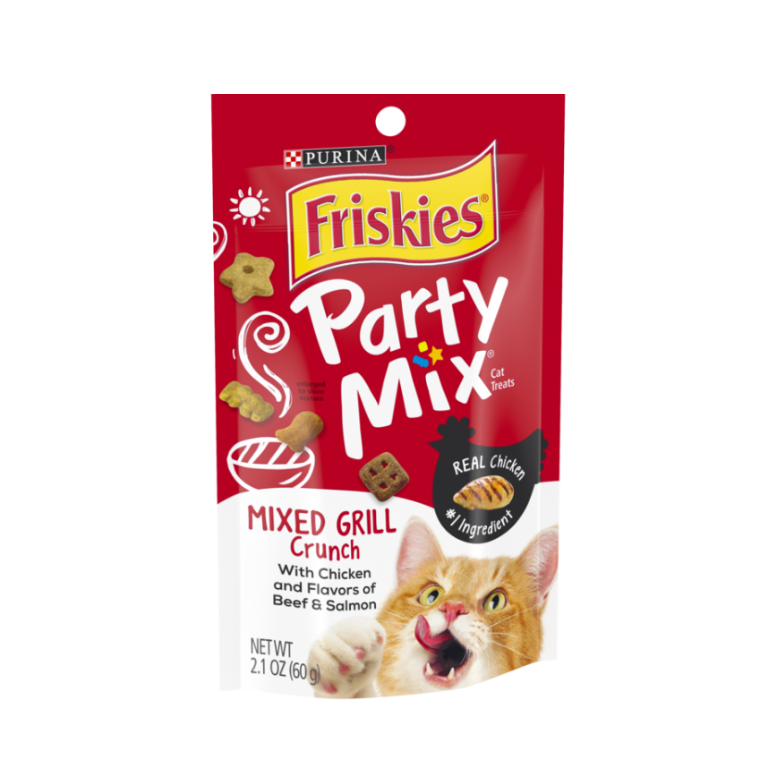 Friskies喜躍 Party Mix Crunch 貓零食 貓脆餅 雞肉+牛肉+三文魚 6oz (紅) (NE12358700)