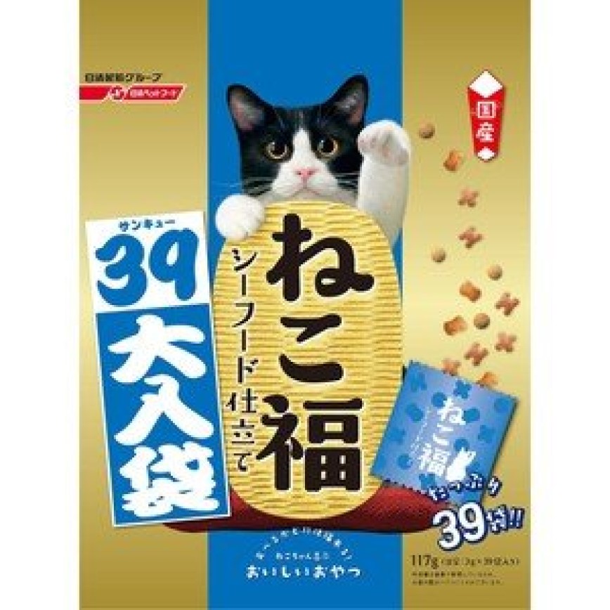 日本Petline 貓脆餅福袋 海鮮味 117g (3g*39袋入) (金藍)