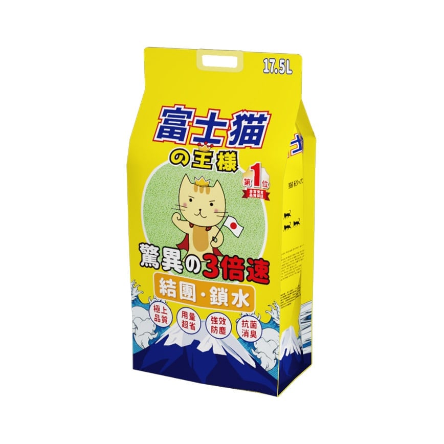 富士貓之王樣 3.0粗粒 天然玉米豆乳 豆腐貓砂 綠茶味 17.5L - 原裝行貨