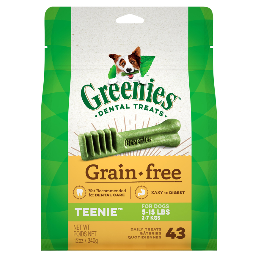 Greenies 狗零食 Grain Free Teenie 無穀物潔齒骨 的骰犬用 43支 12oz (10197559)