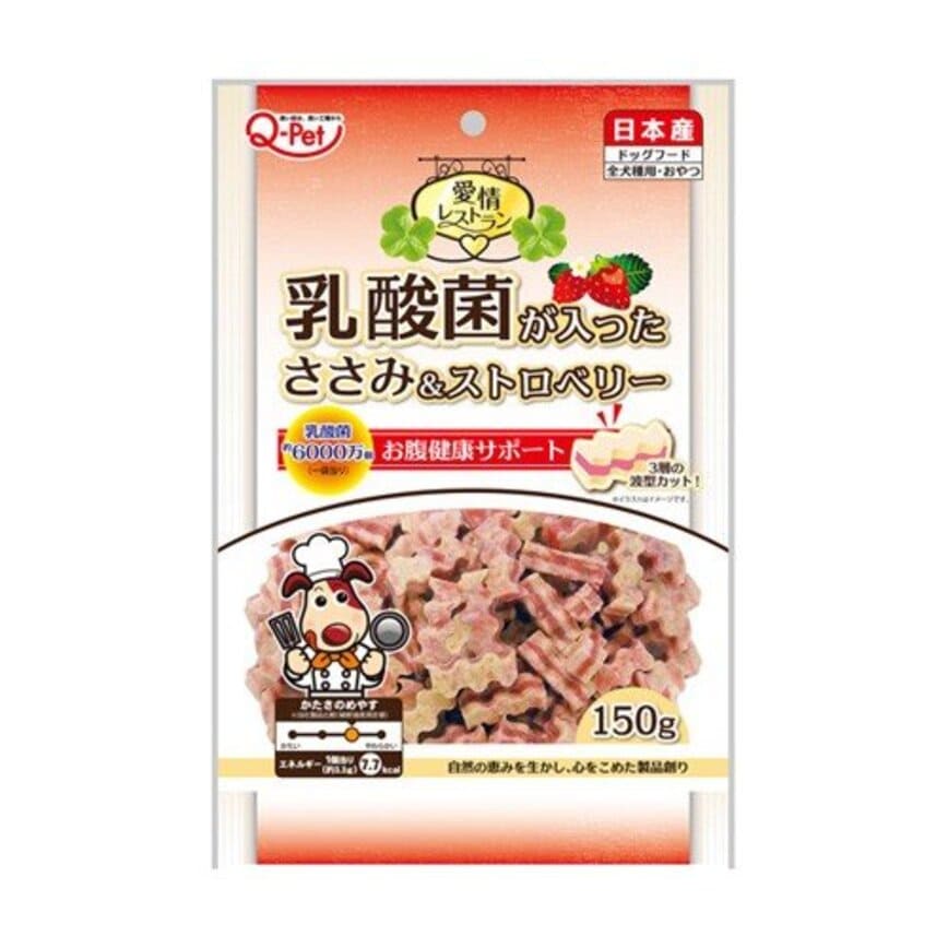日本Q-PET 狗零食 愛情餐廳 乳酸菌雞肉粒 士多啤梨味 (KQ639)