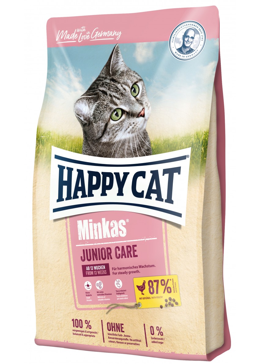 Happy Cat Minkas Junior Care 幼貓營養配方 (十三星期到十二個月) 500g (賞味期限 2020.7.15)