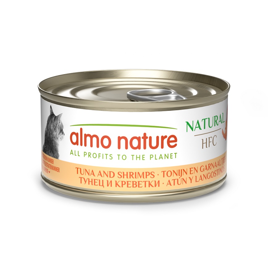 Almo Nature HFC 貓罐頭 天然系列 吞拿魚+鮮蝦 70g (9023)