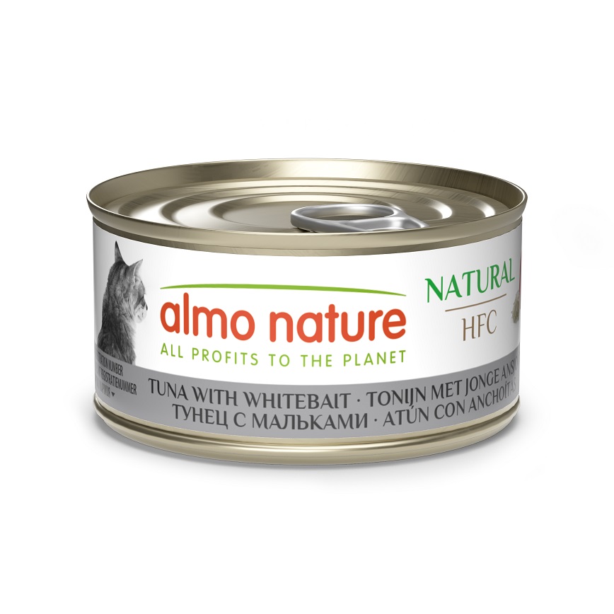 Almo Nature HFC 貓罐頭 天然系列 吞拿魚+白飯魚 70g (9084)