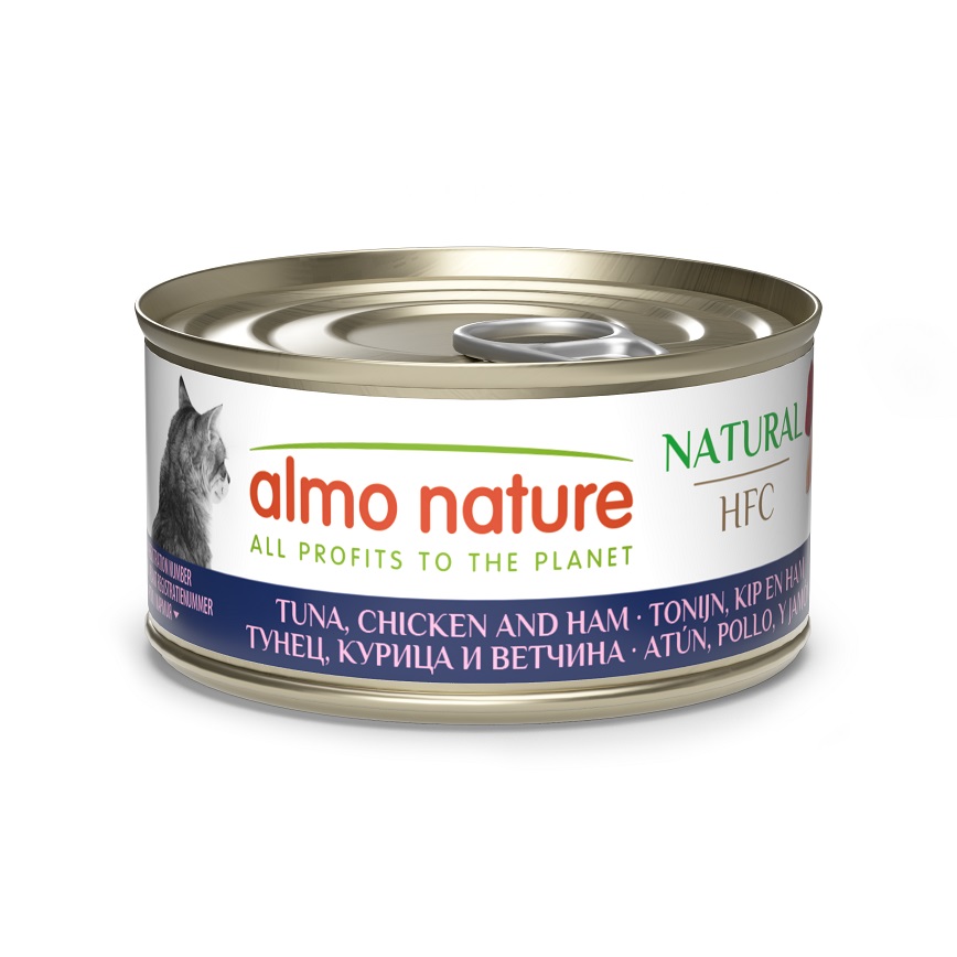 Almo Nature HFC 貓罐頭 天然系列 吞拿魚+雞肉+火腿 70g (9081)