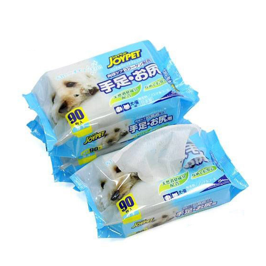 日本JOYPET 狗狗清潔無香料非酒精 濕紙巾 1包入 (粉藍)
