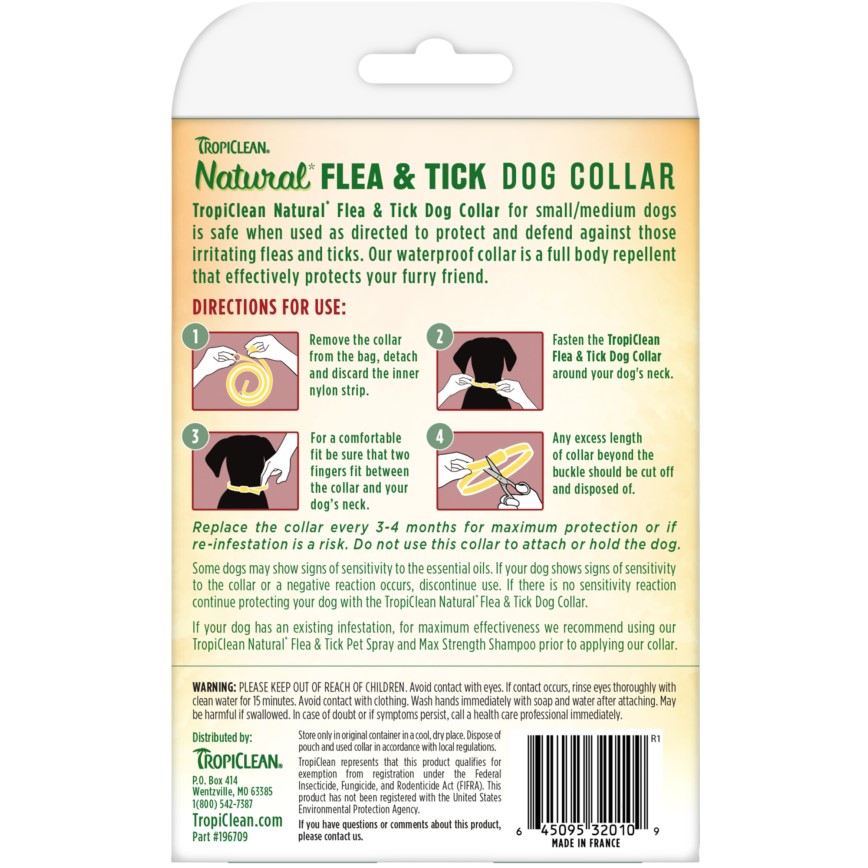 TropiClean Natural Flea & Tick 純天然精油防蚤及蜱蟲頸圈 中/小型犬專用 (FT0109) 圖 2