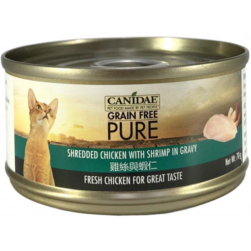 CANIDAE 咖比 PURE 貓罐頭 雞絲及蝦仁 70g (6180)