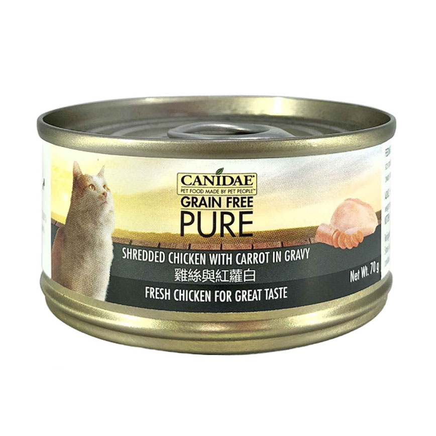 CANIDAE 咖比 PURE 貓罐頭 雞絲及紅蘿白 70g (6188)