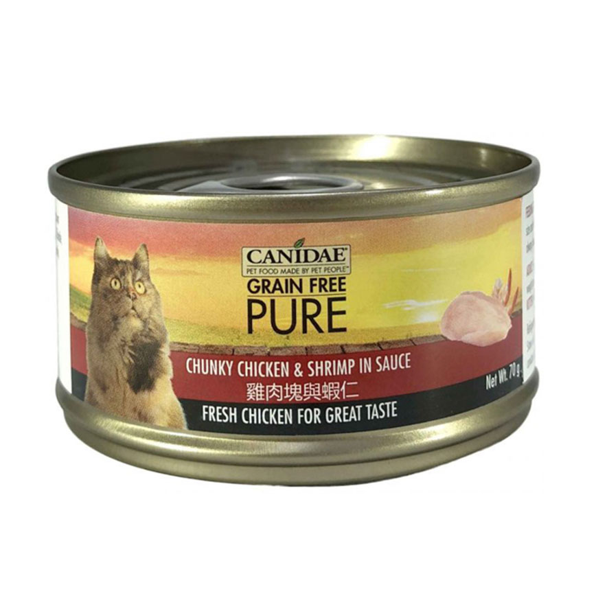 CANIDAE 咖比 PURE 貓罐頭 雞肉塊及蝦仁 70g (6190)