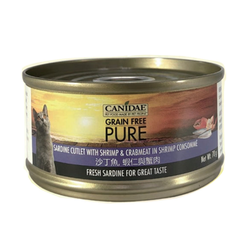 CANIDAE 咖比 PURE 貓罐頭 沙丁魚+蝦仁及蟹肉 70g (6198)