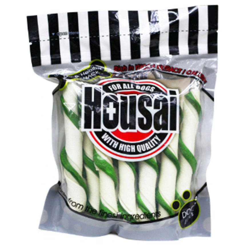 Housai 狗零食 潔齒骨 綠茶扭紋棒 20支 998838