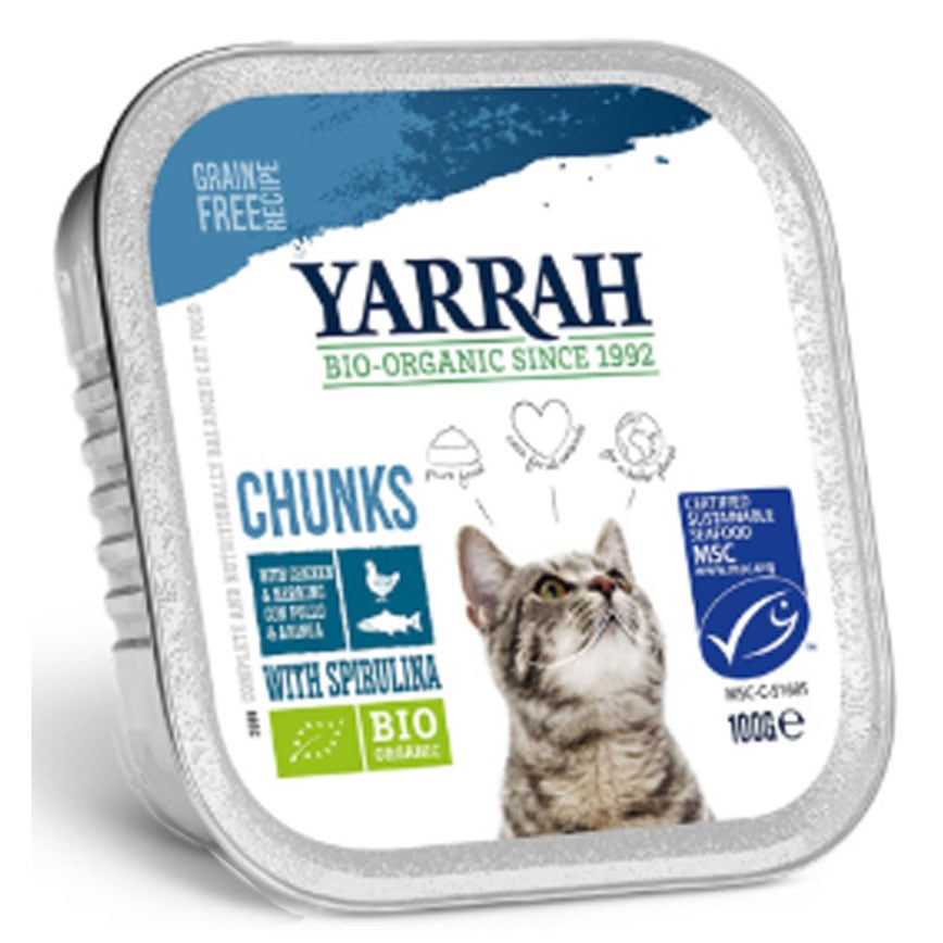 Yarrah 貓罐頭 有機雞塊 鯡魚 100g (AW919012)
