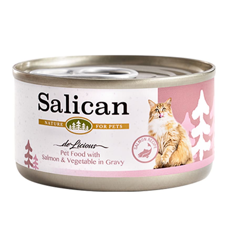 Salican 貓罐頭 肉汁三文魚+蔬菜 85g (002883)