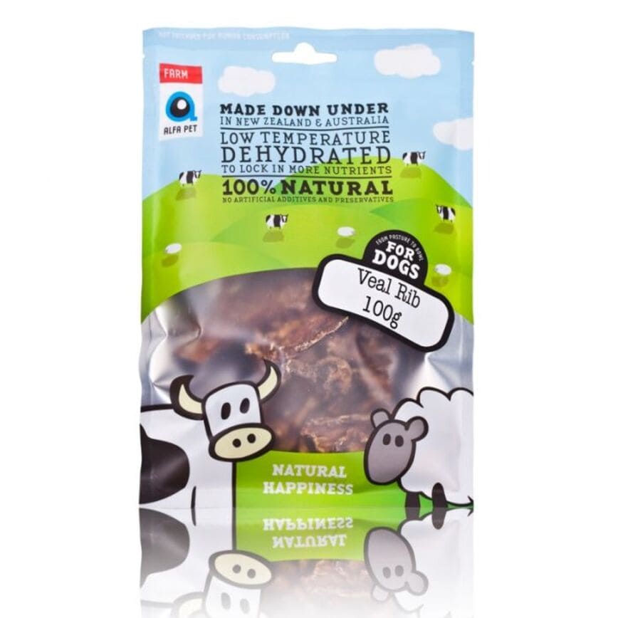 Alfa Pet 新西蘭風乾脫水無穀物狗小食 牛肋骨 Veal Rib for Dogs 100g (000011)