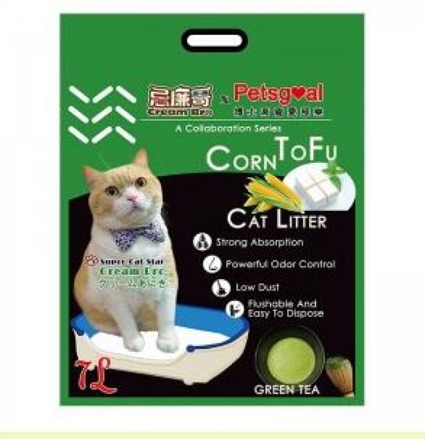 PETSGOAL X 忌廉哥 玉米 豆腐貓砂 綠茶 7L (綠) (CB202130) (破損品)