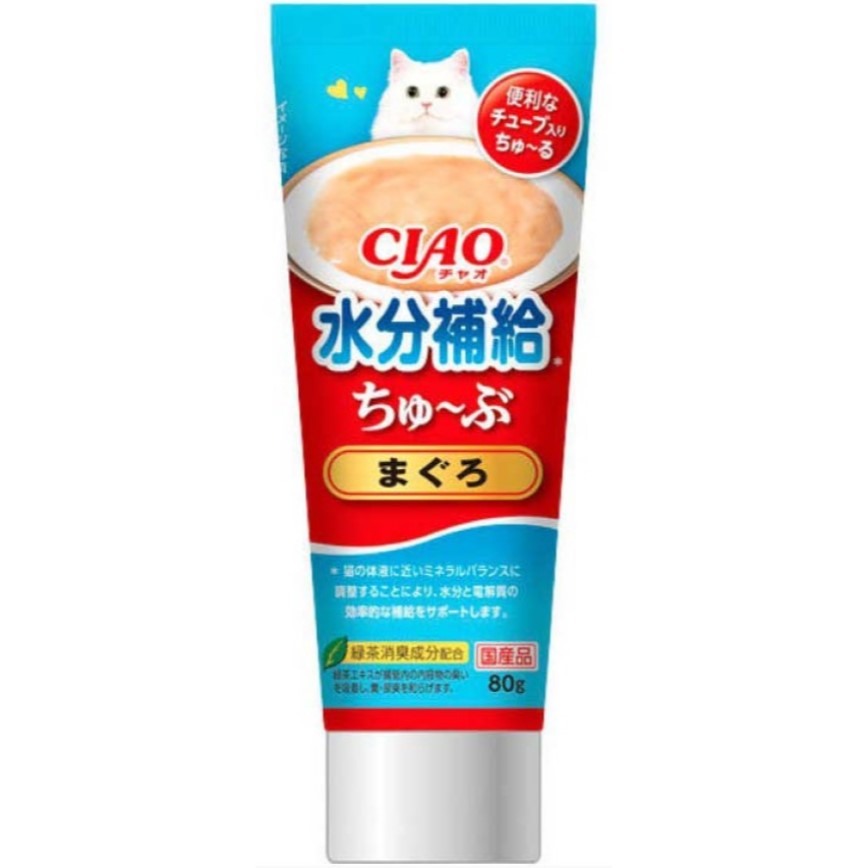 CIAO 日本貓零食 貓用營養膏 水分補給營養膏 金槍魚味 80g (藍紅) (CS-158)