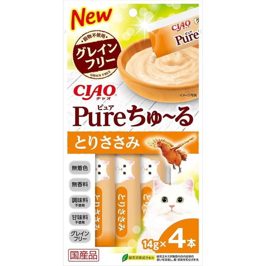 CIAO 肉泥 貓零食 Churu Pure 無添加雞肉肉醬 14g 4本入 (SC-324)