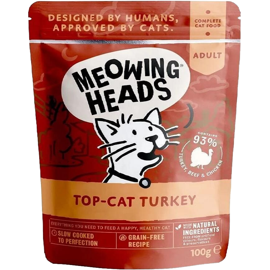 Meowing heads 貓濕糧 無穀物濕包 火雞雞肉牛肉 100g (MHWT) (啡色)