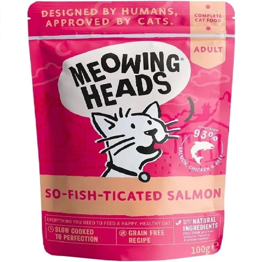 Meowing heads 貓濕糧 無穀物濕包 三文魚雞肉牛肉 100g (MHWS) (桃紅色)