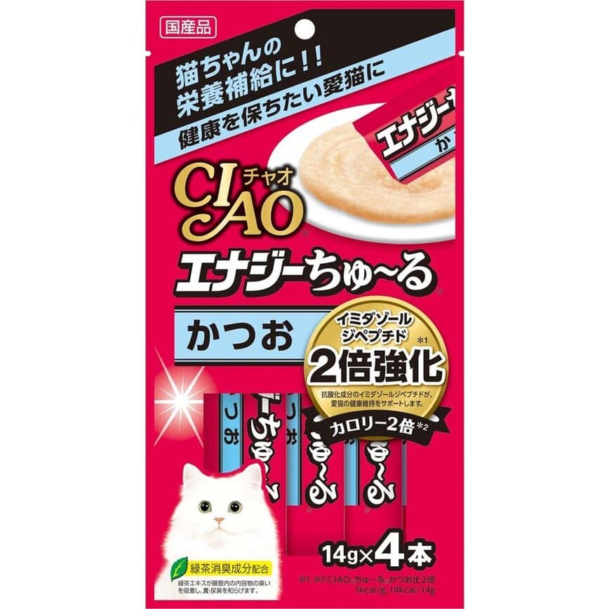 CIAO 肉泥 貓零食 2倍強化 高能量鰹魚雞肉醬 14g 4本入 (SC-162)