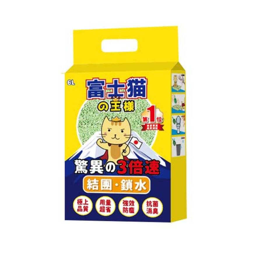 富士貓之王樣 3.0粗粒 天然玉米豆乳 豆腐貓砂 綠茶味 6L - 原裝行貨
