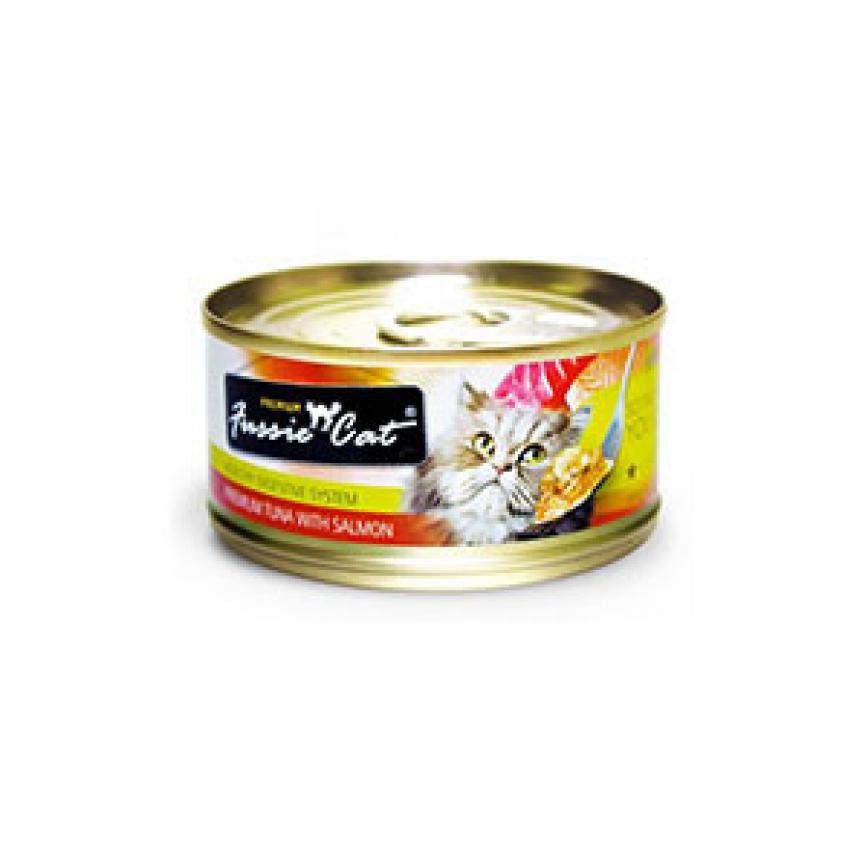 Fussie Cat 貓罐頭 黑鑽 吞拿魚+三文魚 Tuna with Salmon 80g (紅) (FU-GRC) (破損品)