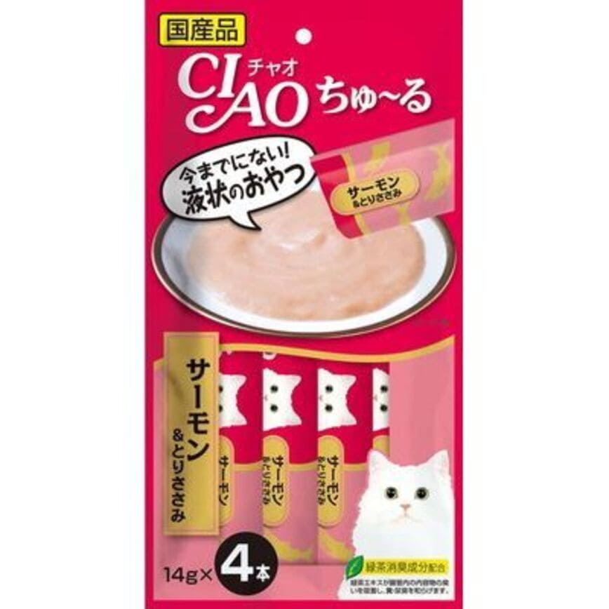 CIAO 肉泥 貓零食 三文魚雞肉醬 14g 4本入 (SC-146)