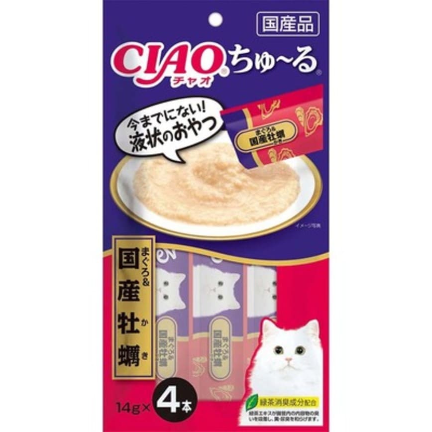 CIAO 肉泥 貓零食 國產牡蠣肉醬 14g 4本入 (SC-110) (停售) 圖 1