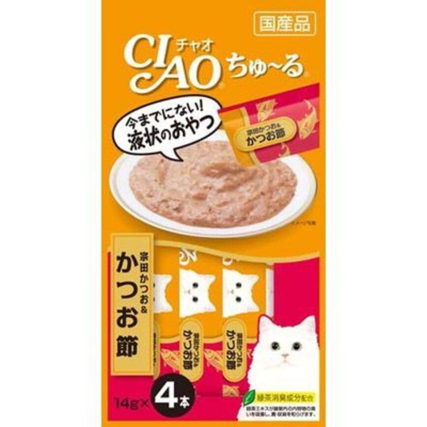 CIAO 肉泥 貓零食 鰹魚柴魚肉醬 14g 4本入 (4SC-75)