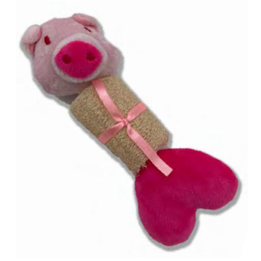 Billipets 狗玩具 絲瓜絡綿繩發聲玩具 豬 18cm (NS-12091)