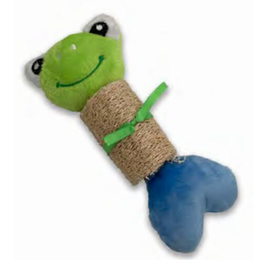 Billipets 狗玩具 絲瓜絡綿繩發聲玩具 青蛙 18cm (NS-12094)