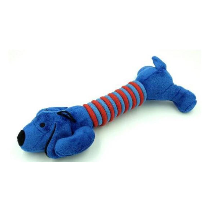 Billipets 狗玩具 長粗綿繩發聲玩具 蠟腸狗 藍色 28cm (NS-12168 BLUE)