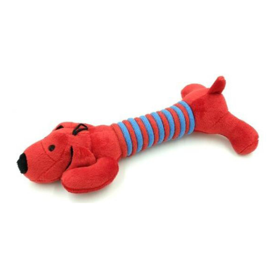 Billipets 狗玩具 長粗綿繩發聲玩具 蠟腸狗 紅色 28cm (NS-12168 RED)