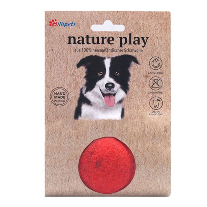 Billipets 狗玩具 新西蘭天然羊毛系列 波波 紅色 Ø6.3cm (NS-16177 RED)
