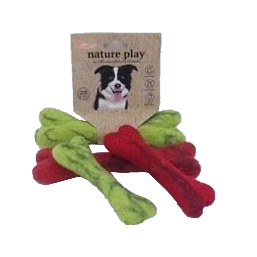 Billipets 狗玩具 新西蘭天然羊毛系列 骨頭 紅色 大 21cm (NS-16178 RED)